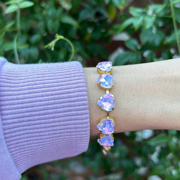 Purple Opal Aurora Borealis Crystal Heart Bracelet - Picture 15 of 16